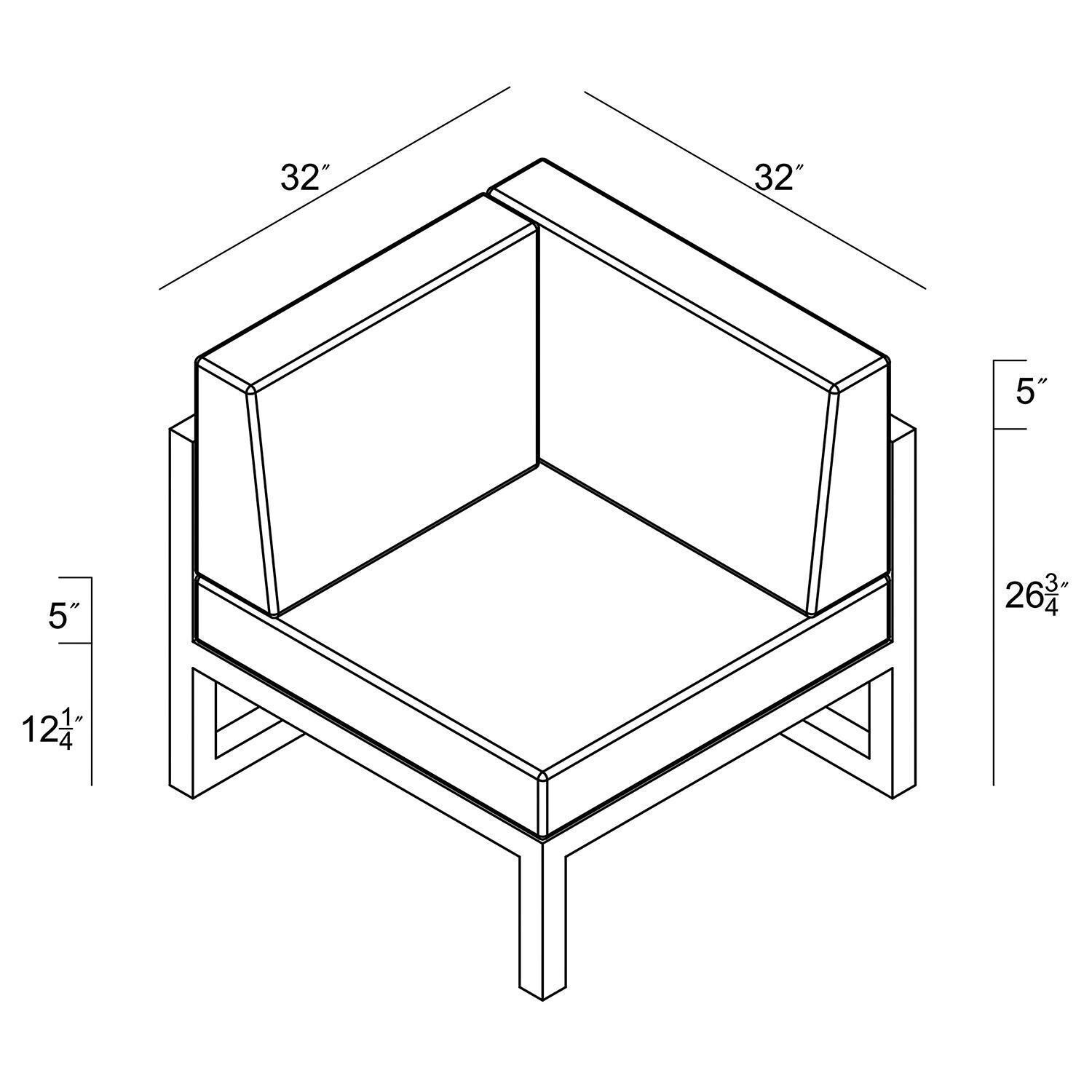 Misty Cove Aluminum Corner Club Chair in Slate w/Cast Silver Cushion by Lakeview - Dimensional thumbnail