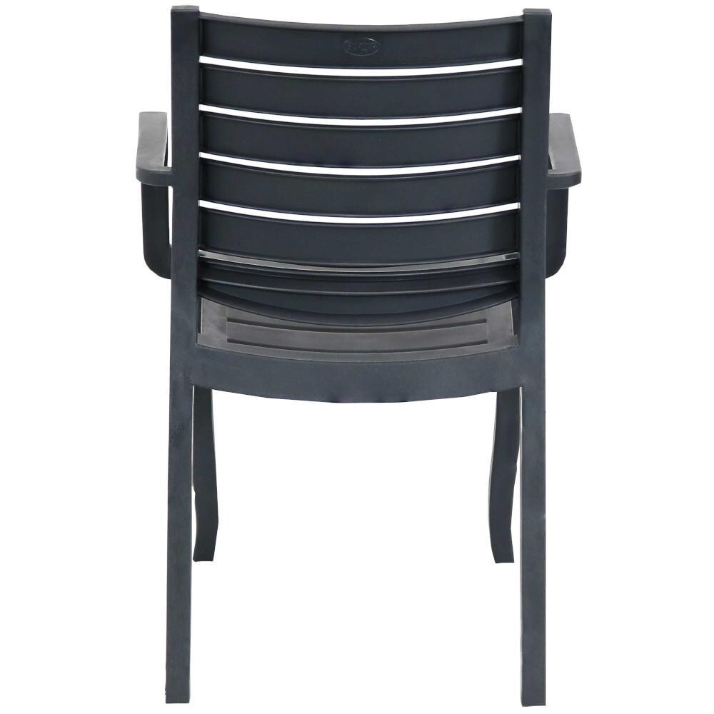 Ultimate Patio Gray Plastic Outdoor Arm Chair - Back of Chair thumbnail