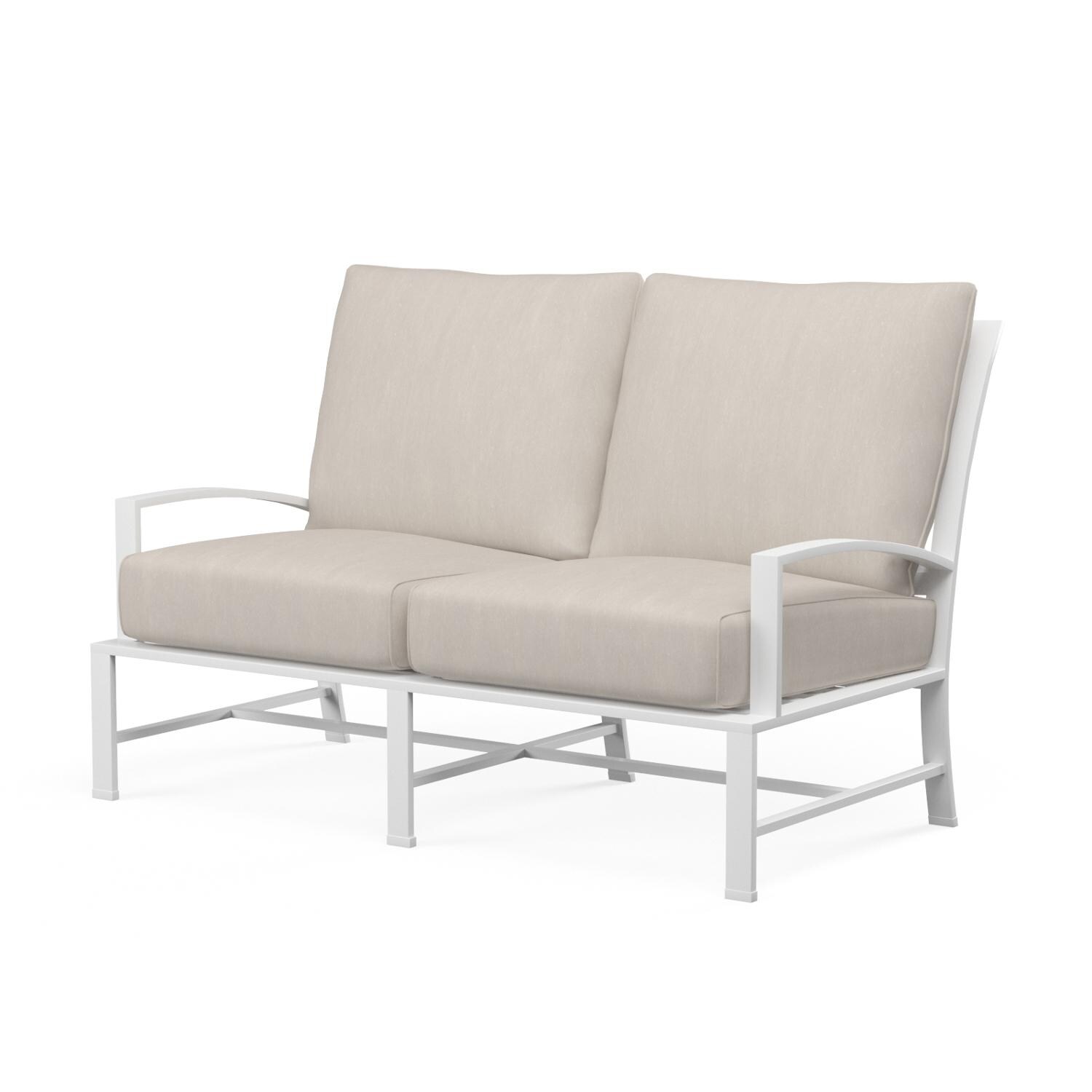 Sunset West - 501-22-5492 - Bristol Aluminum Patio Loveseat W/ Sunbrella Canvas Flax Self Welt Cushions thumbnail