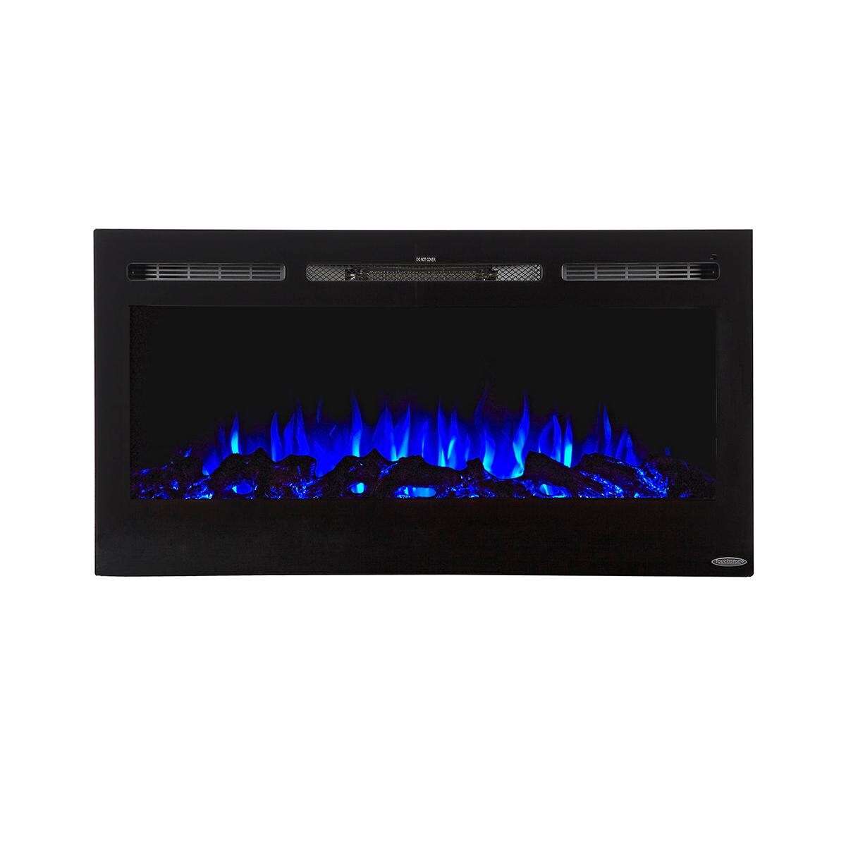 Touchstone Home Products Sideline 40-Inch Wall Mount/Flush Mount Electric Fireplace With Black Glass Surround - Logs Blue thumbnail