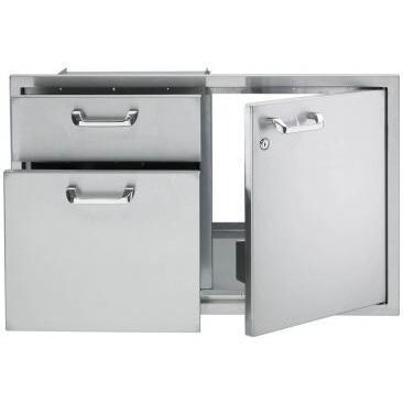 Lynx Professional Access Storage Door & Double Drawer Combo - Open - Detail thumbnail