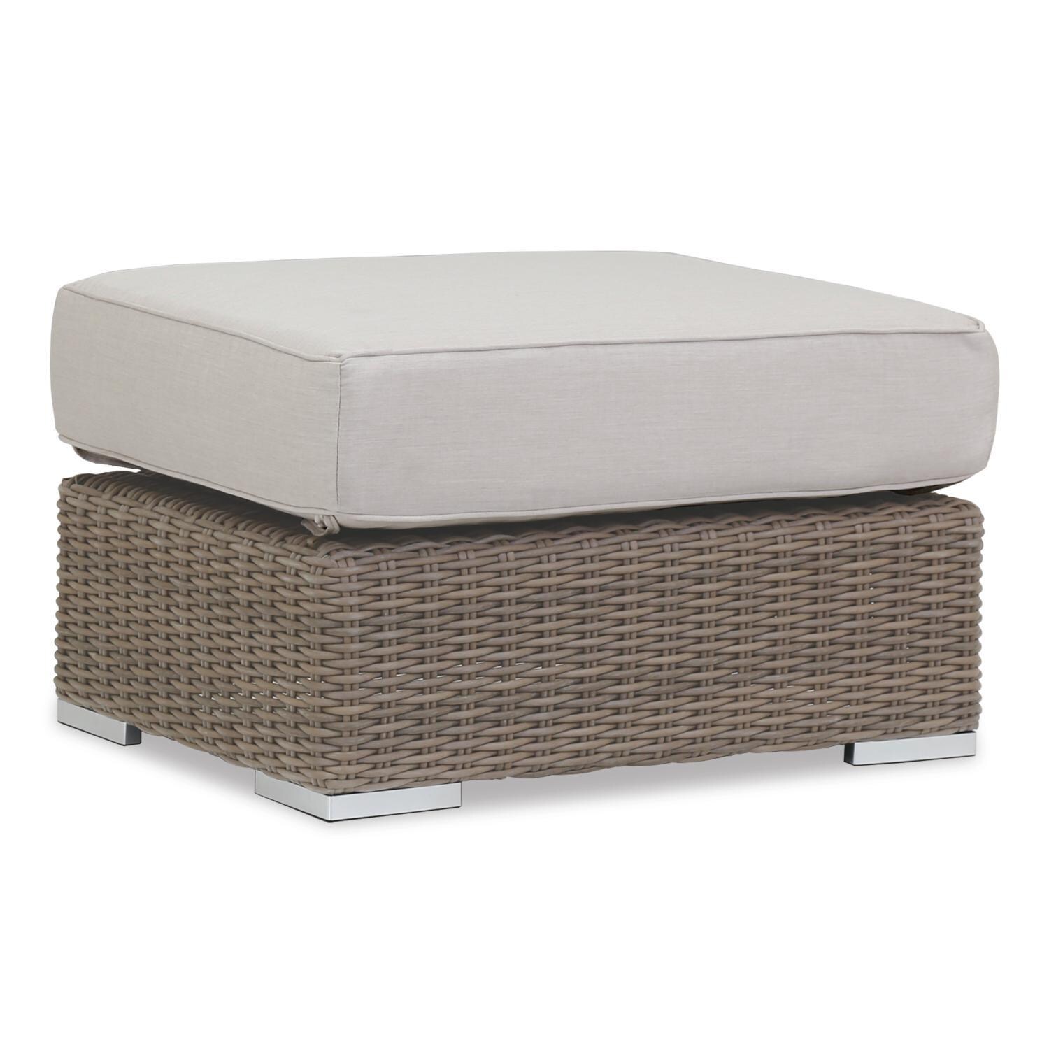 Coronado Wicker Ottoman in Driftwood/Canvas Flax by Sunset West