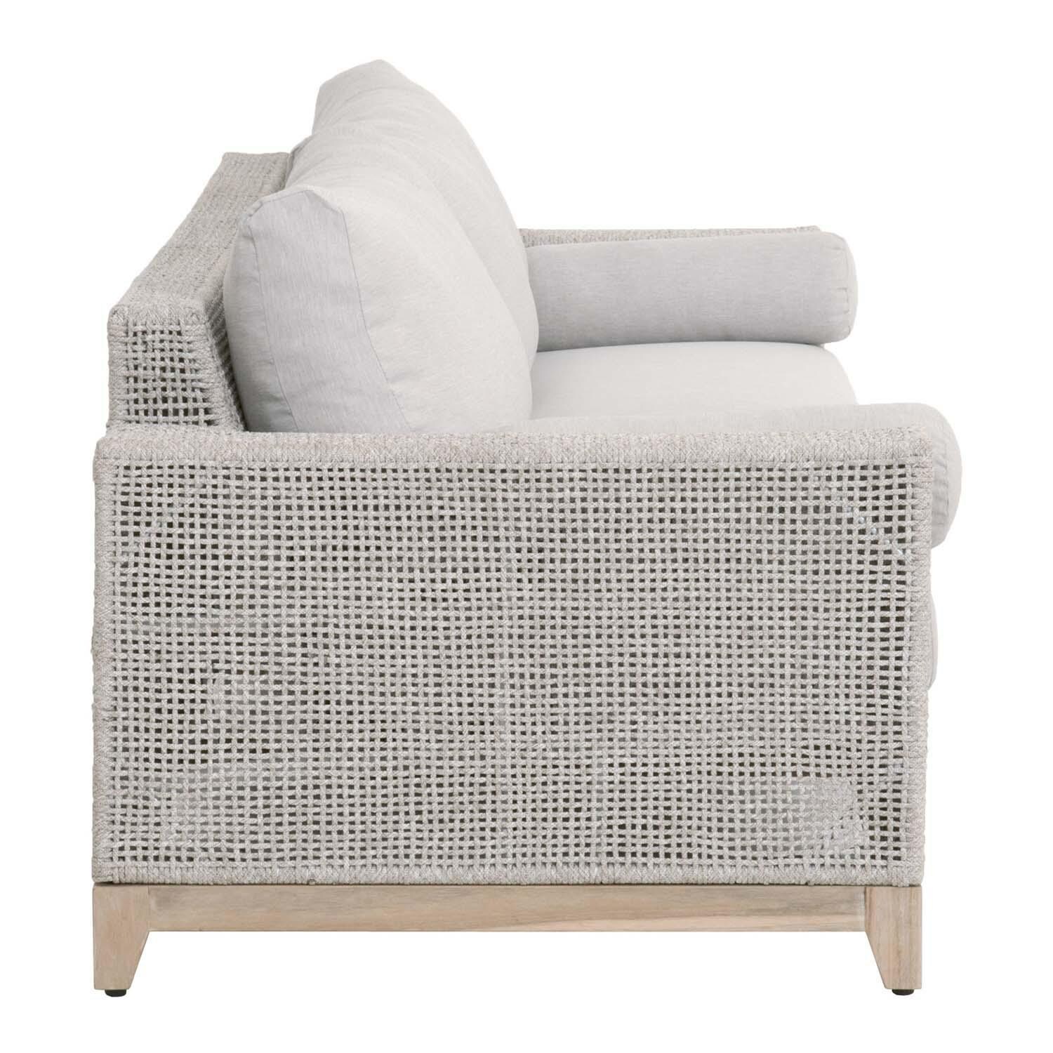 Lakeview Ranch Pointe 3 Person Woven Rope Sofa in Taupe & White - Side View thumbnail