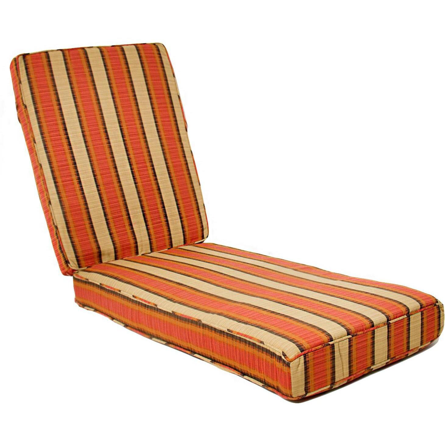 Sunbrella Dimone Flame Long Outdoor Replacement Chaise Lounge Cushion W/ Piping By BBQGuys image