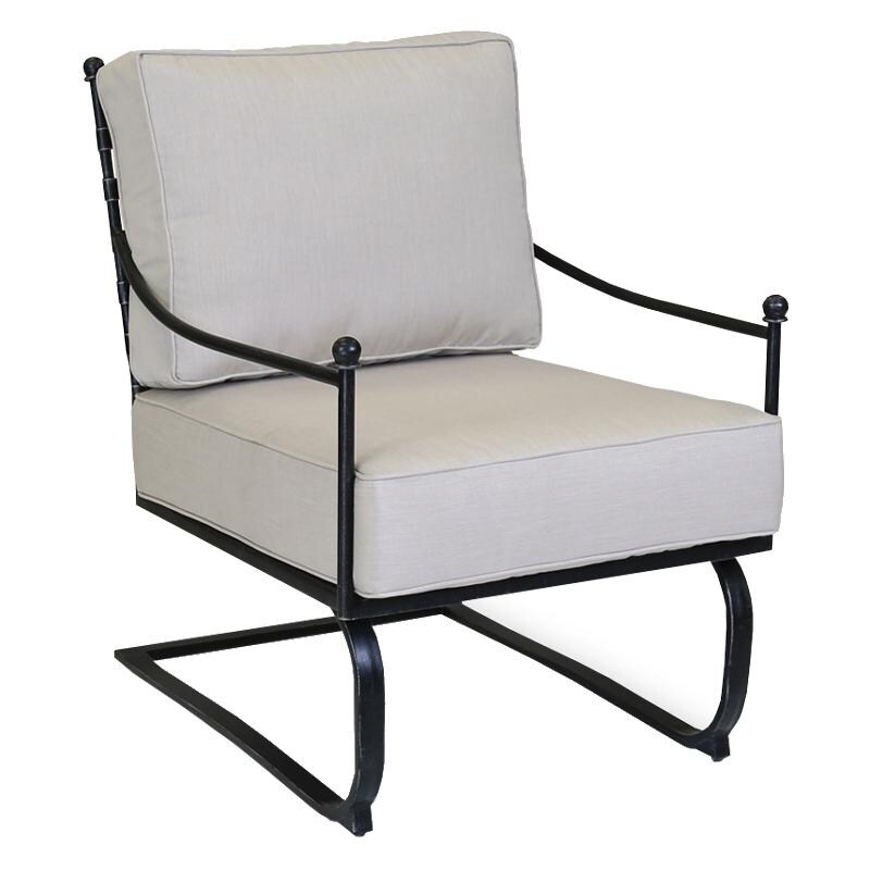 Provence Wrought Iron Rocking Club Chair in Century Pewter/Canvas Flax by Sunset West