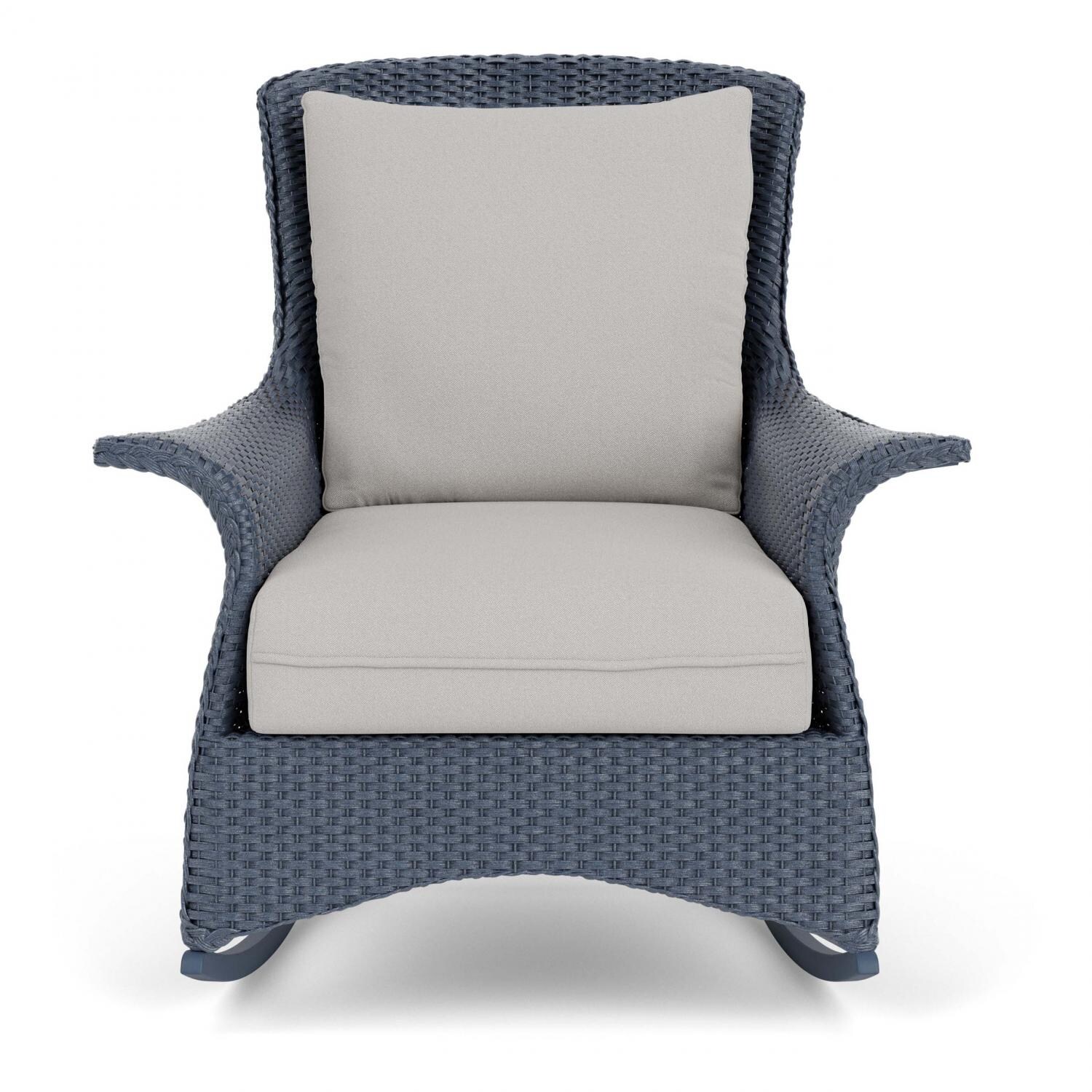 Mandalay Wicker Rocking Chair in Denim Blue/Tundra Dove By Lloyd Flanders