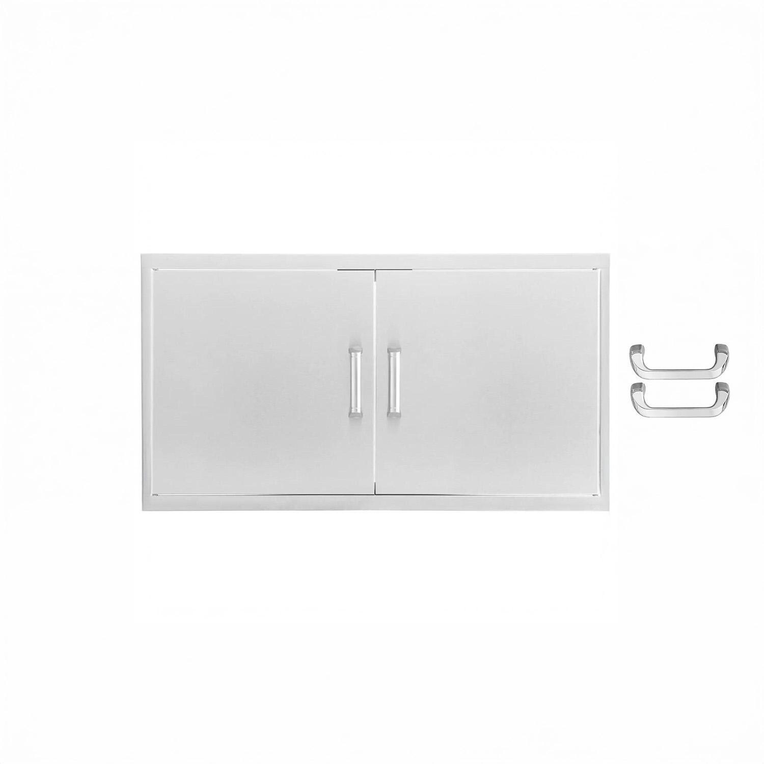 BBQGuys Signature 40-in Contempo/Traditional Stainless Steel Double Access Door - Included Handles - White Background thumbnail