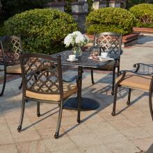 Madison 5 Piece Cast Aluminum Patio Dining Set W/ 36 Inch Square Table By Darlee