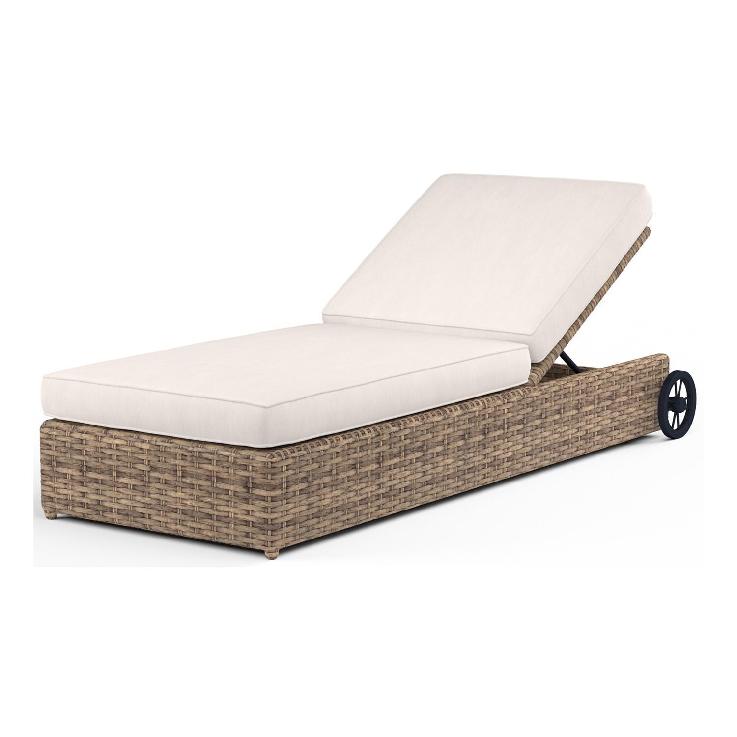 Havana Wicker Chaise Lounge Reclining in Tobacco/Canvas Natural by Sunset West - White Background thumbnail