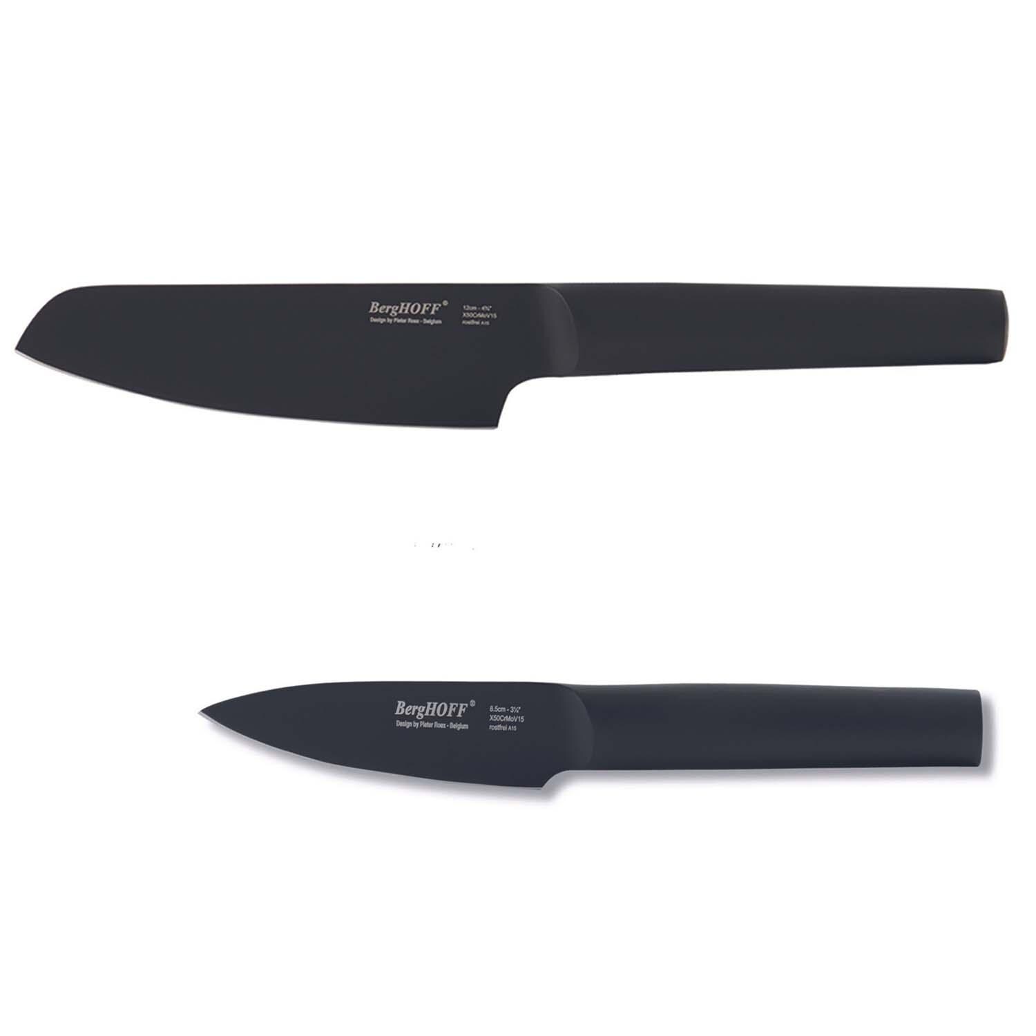 BergHOFF Ron 2 Pc Vegetable & Paring Knife Set - Black - White Background thumbnail