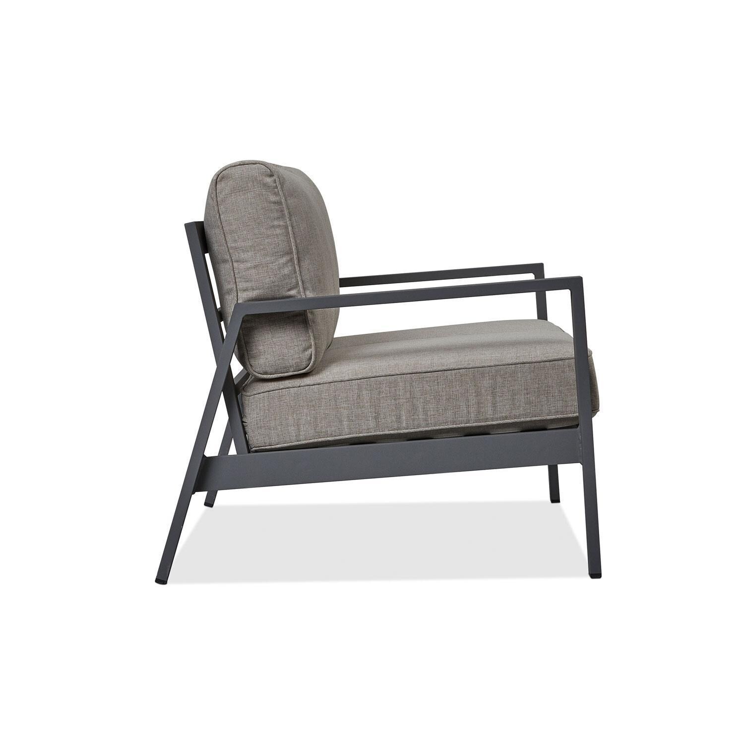 Lakeview Outdoor Designs SC2022WSTA Red Flame Elysian Aluminum Outdoor Two Seat Sofa With Cushions in Weathered Slate - Side thumbnail