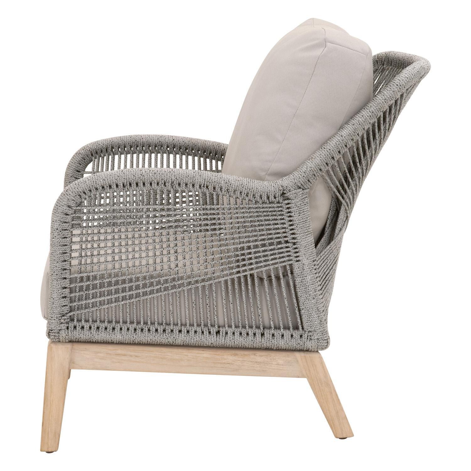 Lakeview Peninsula Way Woven Rope Club Chair in Platinum - Side View thumbnail