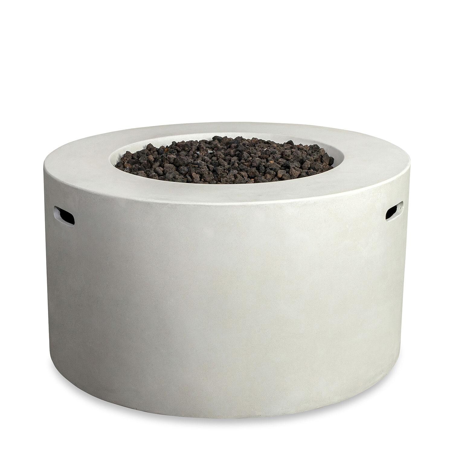 Glenwood 42-in Round Concrete Propane Gas Fire Pit w/ Access Door in White by Lakeview Outdoor Designs - Glass Wind Guard Removed - Off - White Background thumbnail