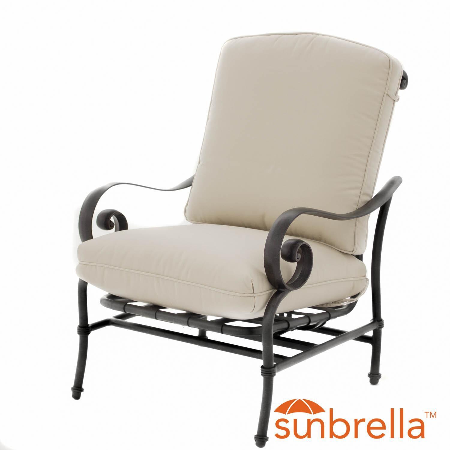 Elysian Aluminum Patio Motion Club Chair W/ Sunbrella Canvas Antique Beige Cushion By Lakeview Outdoor Designs