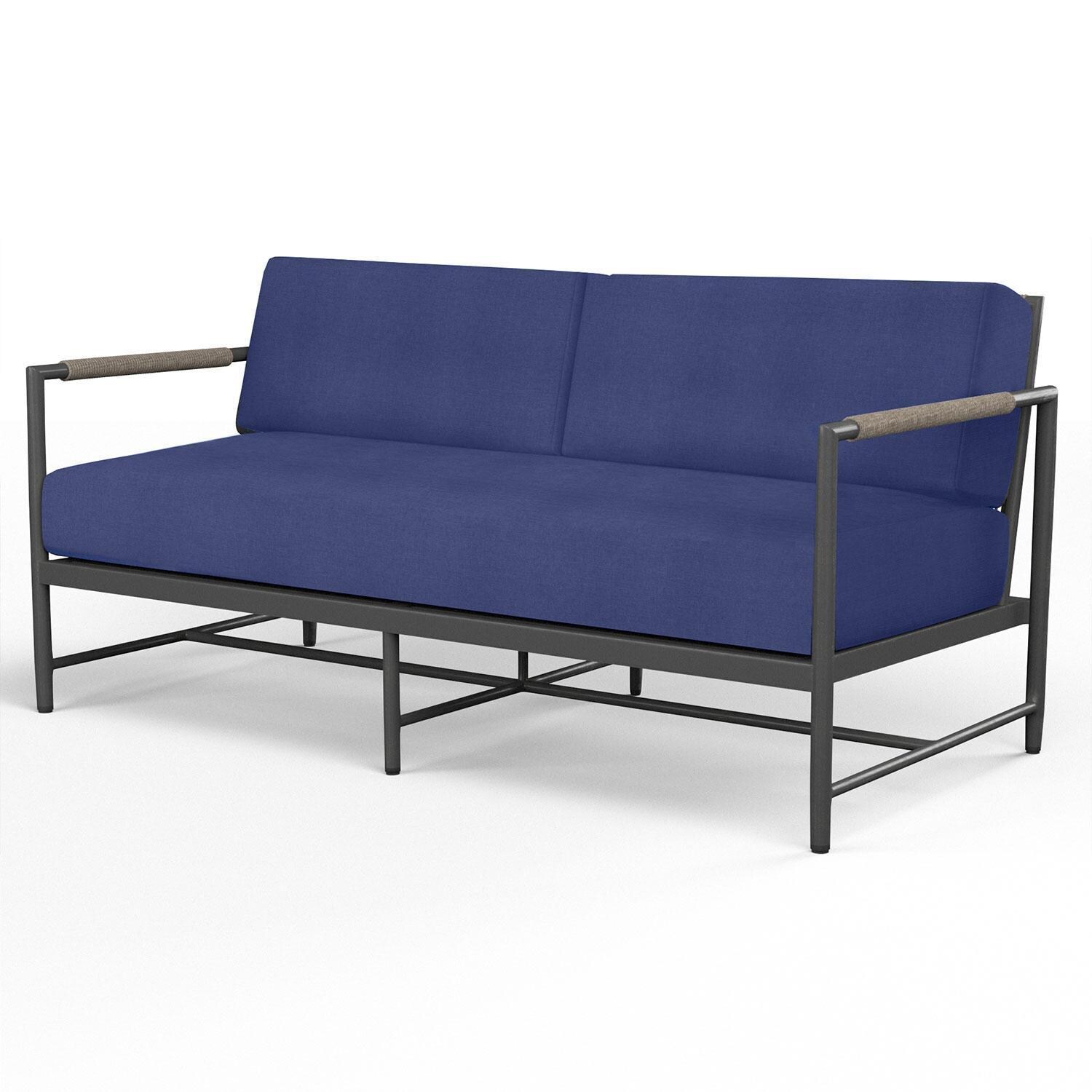 Pietra Rope & Aluminum Patio Loveseat in Echo Midnight w/ No Welt by Sunset West - Display - White Background thumbnail