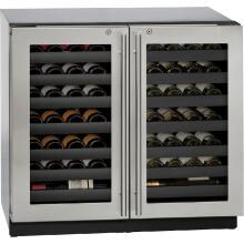 U-Line 3000 Series 36-Inch 62 Bottle Dual Zone Wine Captain With Lock - Stainless Steel - U-3036WCWCS-13B image