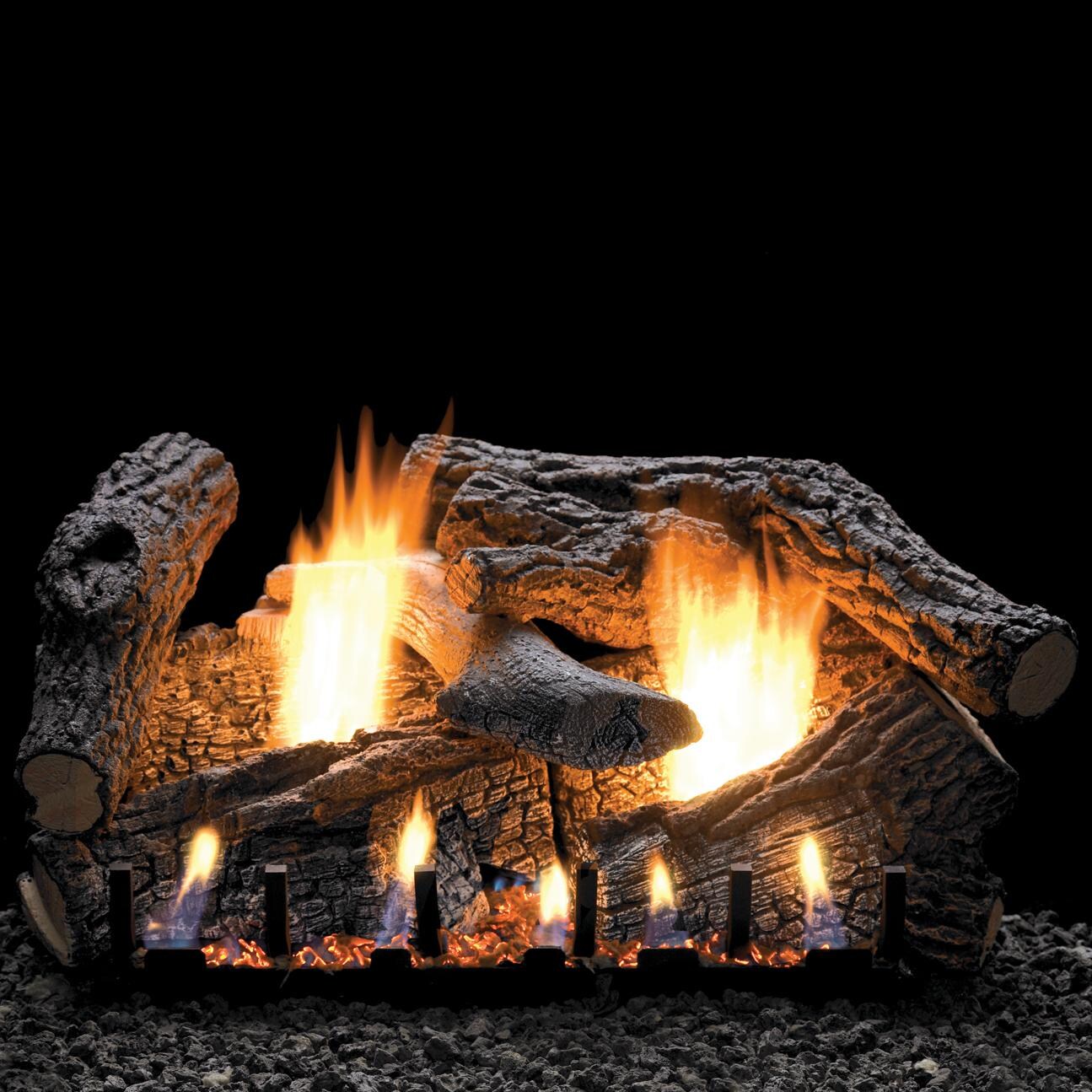 White Mountain Hearth By Empire 18-Inch Super Sassafras Gas Log Set With Vent-Free Propane Slope Glaze Burner - Electronic Variable Remote