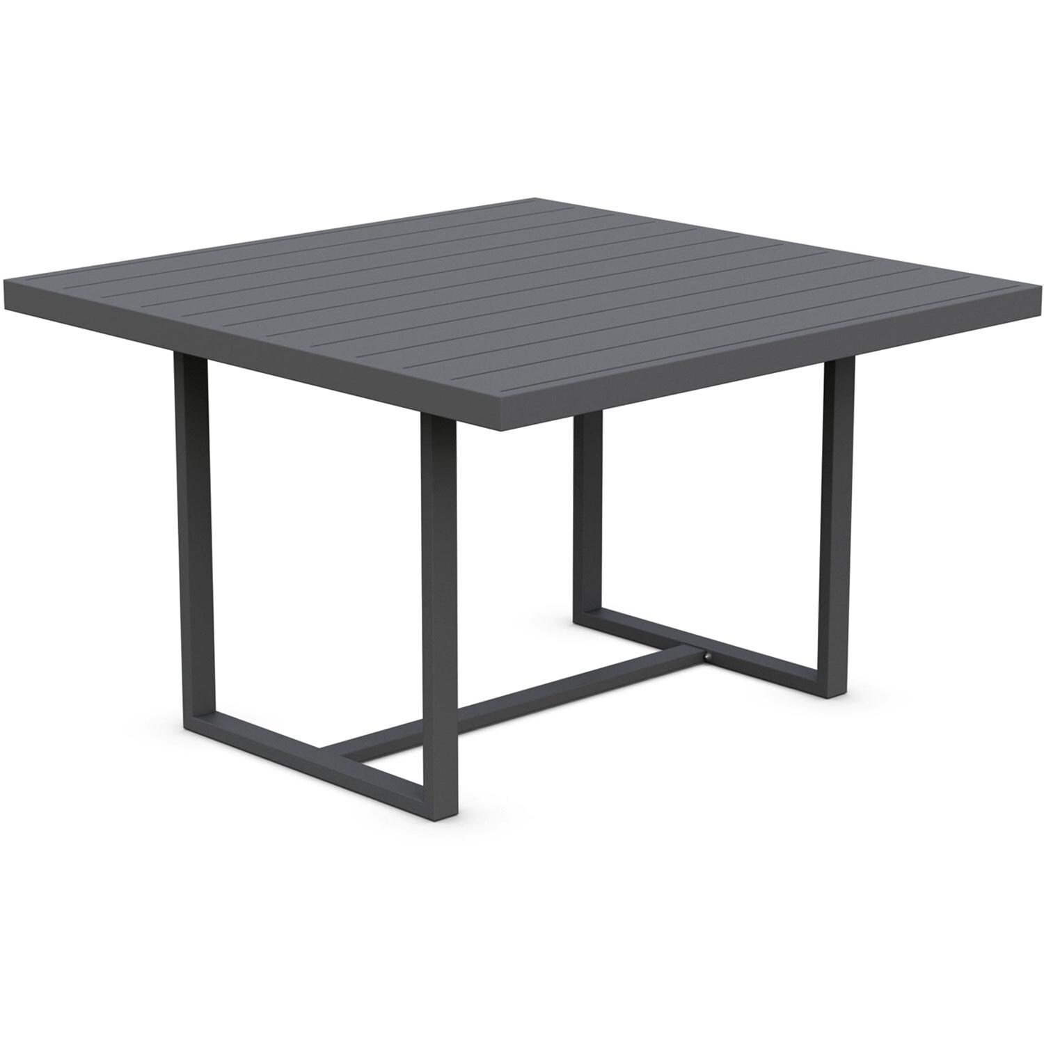 Azzurro Living Pavia 48 Inch Charcoal Aluminum Dining Table - Angled - White Background thumbnail