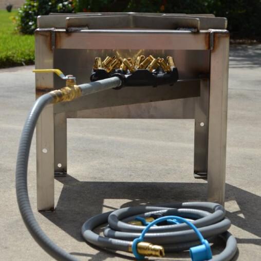The St. Romain Cooker NG20SS 130,000 BTU Natural Gas Patio Burner And Stainless Steel Stand - Front View thumbnail