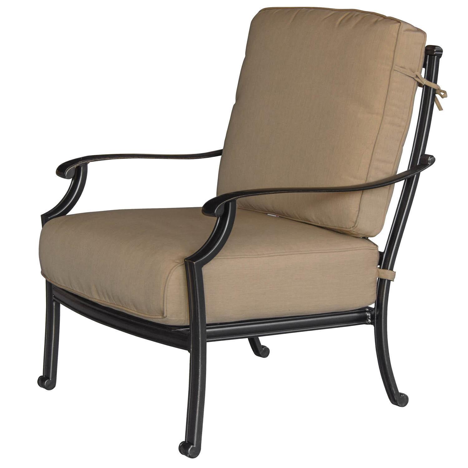 Bocage Cast Aluminum Patio Club Chair W/ Sunbrella Heather Beige Cushions thumbnail