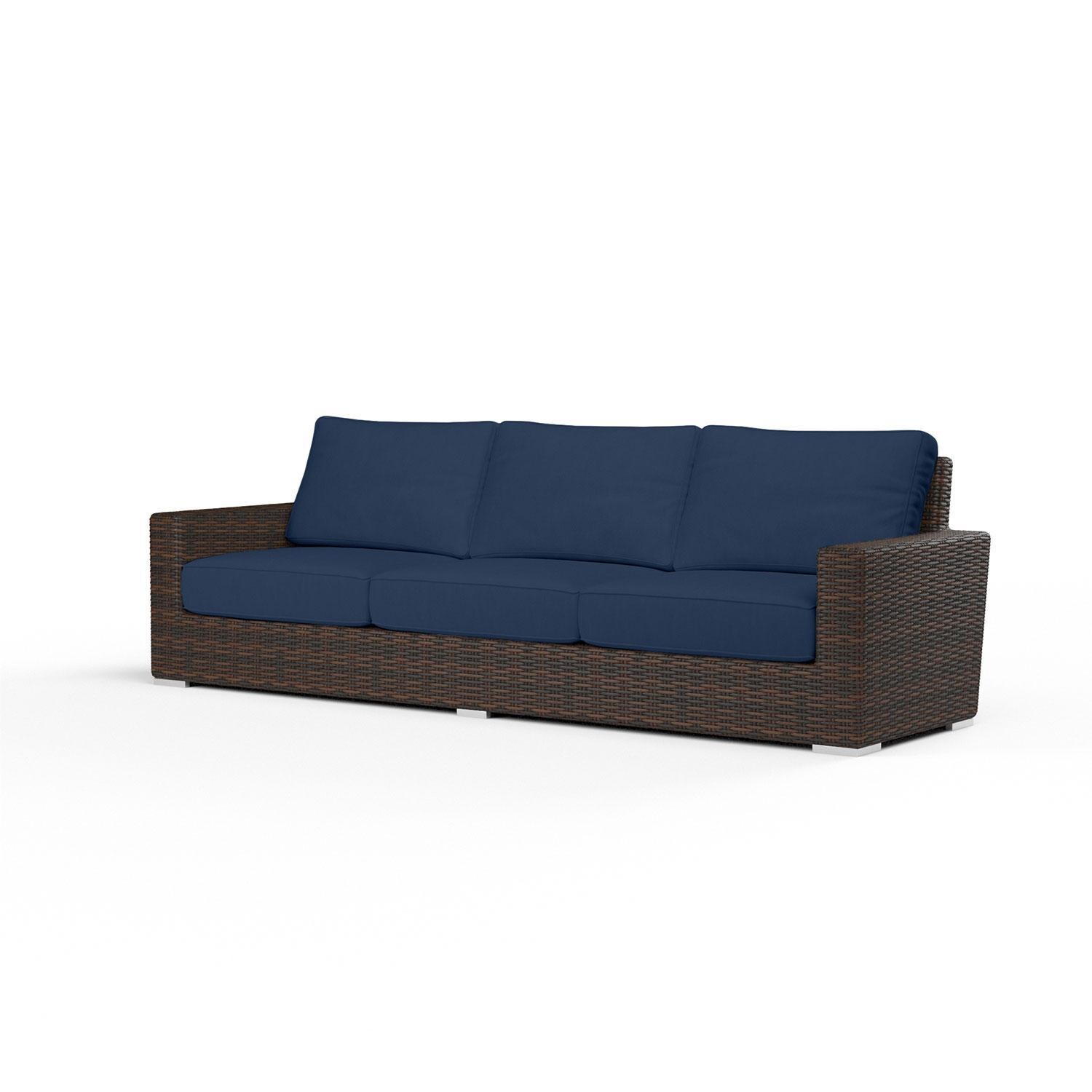 Montecito Wicker Patio Sofa in Spectrum Indigo w/ Self Welt By Sunset West - Display - White Background thumbnail