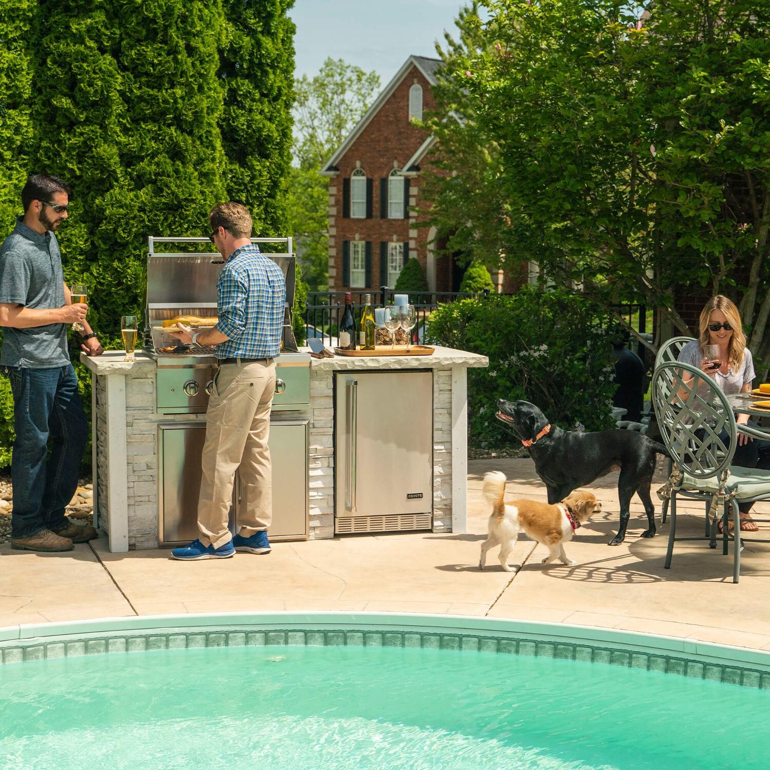 Coyote RTAC-G6-P-SW-C2SL30LP Ready-To-Assemble 6 Ft Outdoor Kitchen Island With 30-Inch S Series Propane Gas Grill - Stacked Stone/Modern White - Stainless Steel Double Access Door thumbnail