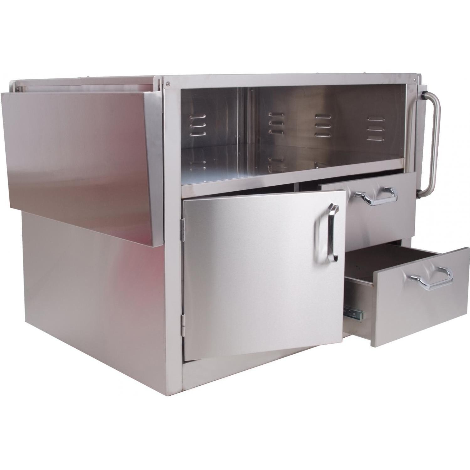 BBQ Guys Stainless Steel Kamado Cart - Open Side View thumbnail