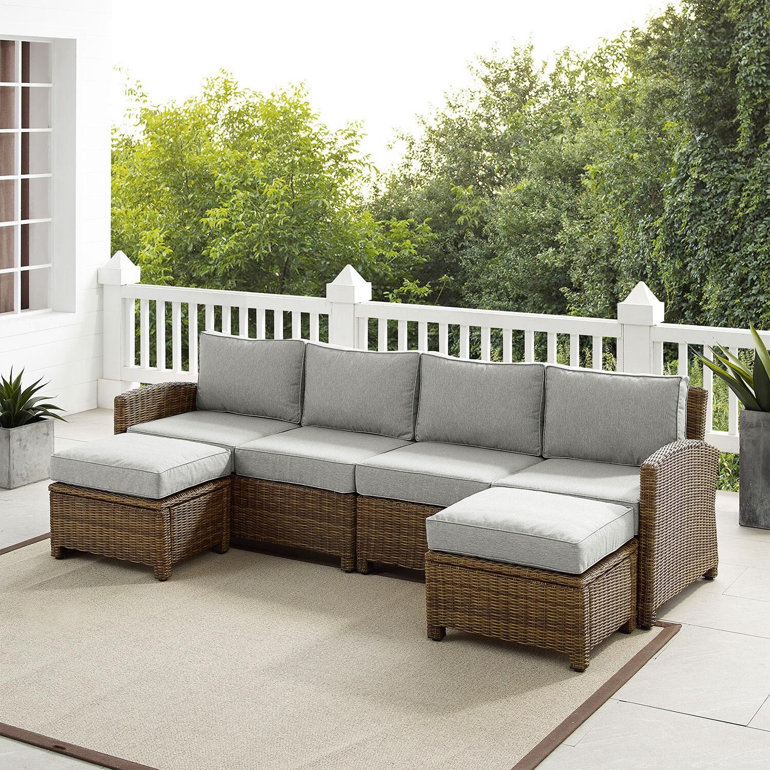 Branchwood 4 Pc Wicker Seating Set in Weathered Brown/Gray by Ultimate Patio