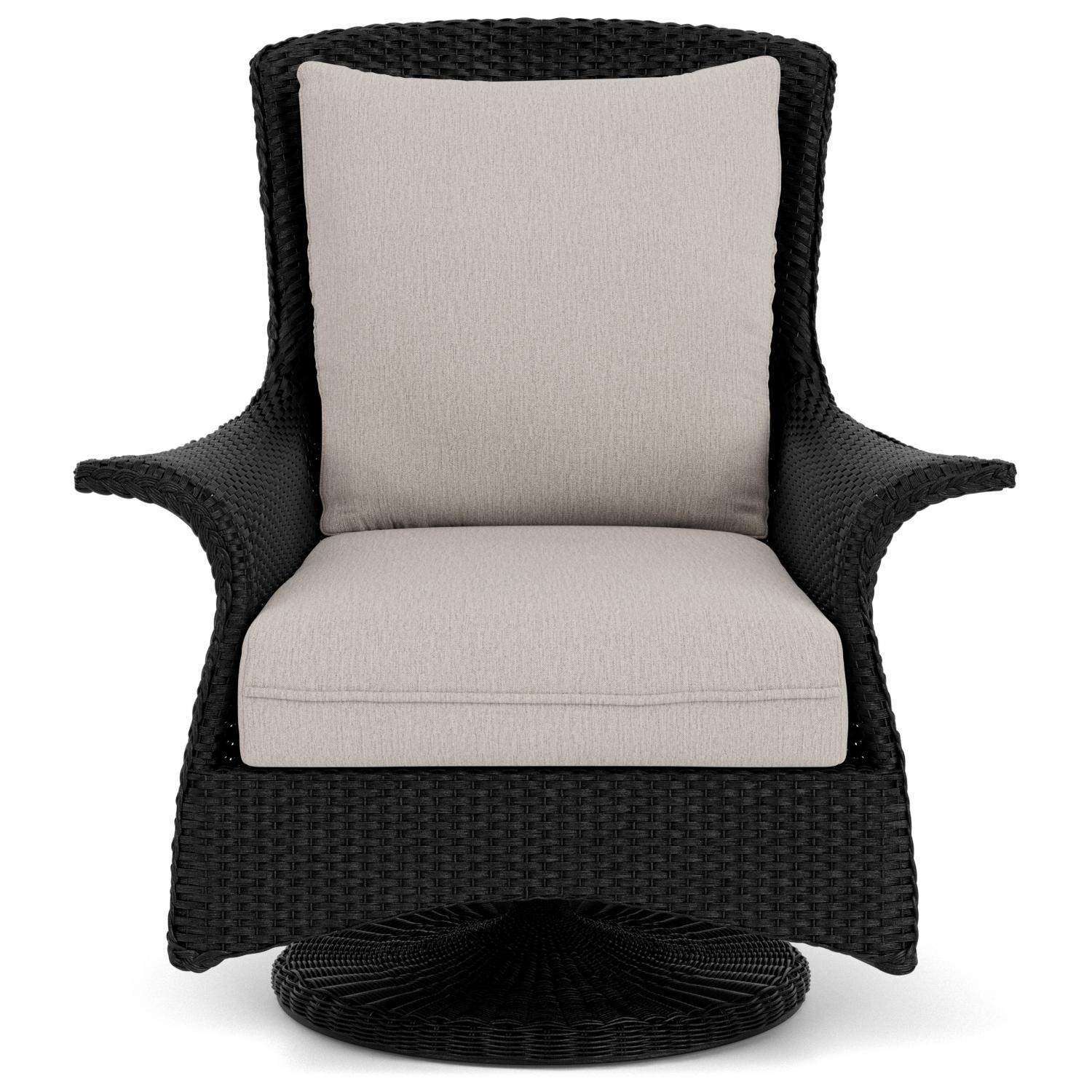 Mandalay Lloyd Loom Swivel Rocker Club Chair in Ebony/Remy Cloud by Lloyd Flanders