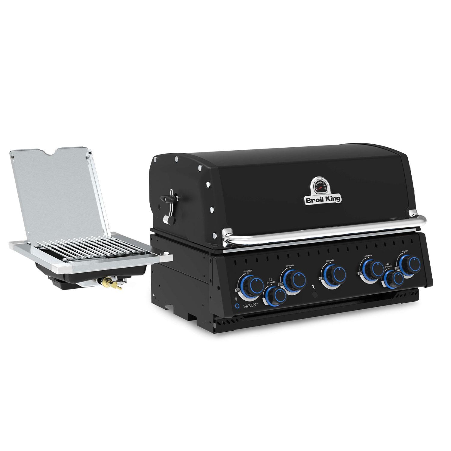 Broil King 876644 Baron 590 IR Shadow 32-in 5 Burner Built-In Propane Grill - Lid Down - Angled Right - White Background thumbnail