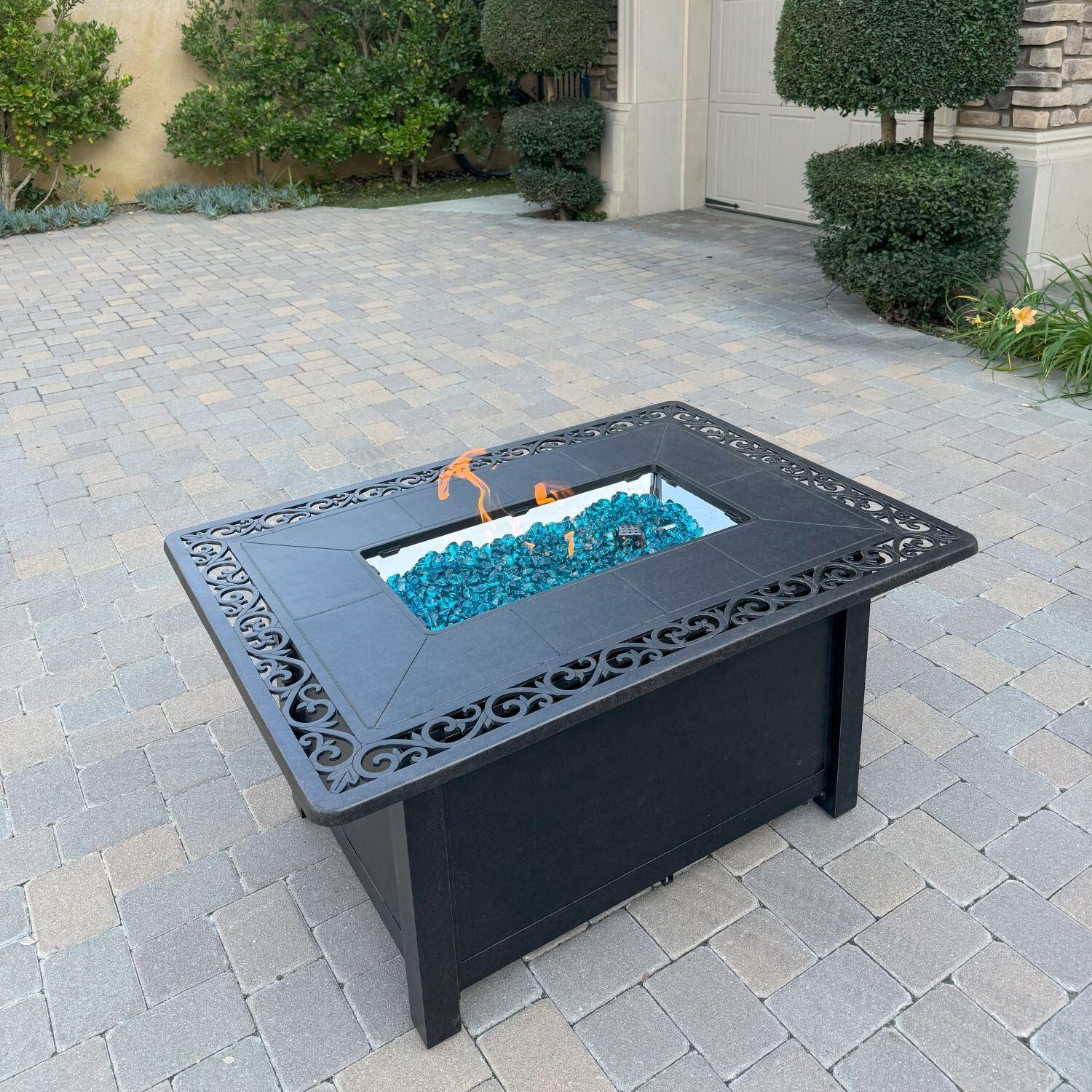 Darlee Cast Aluminum 49 X 35 Rectangular Fire Pit Chat Table thumbnail