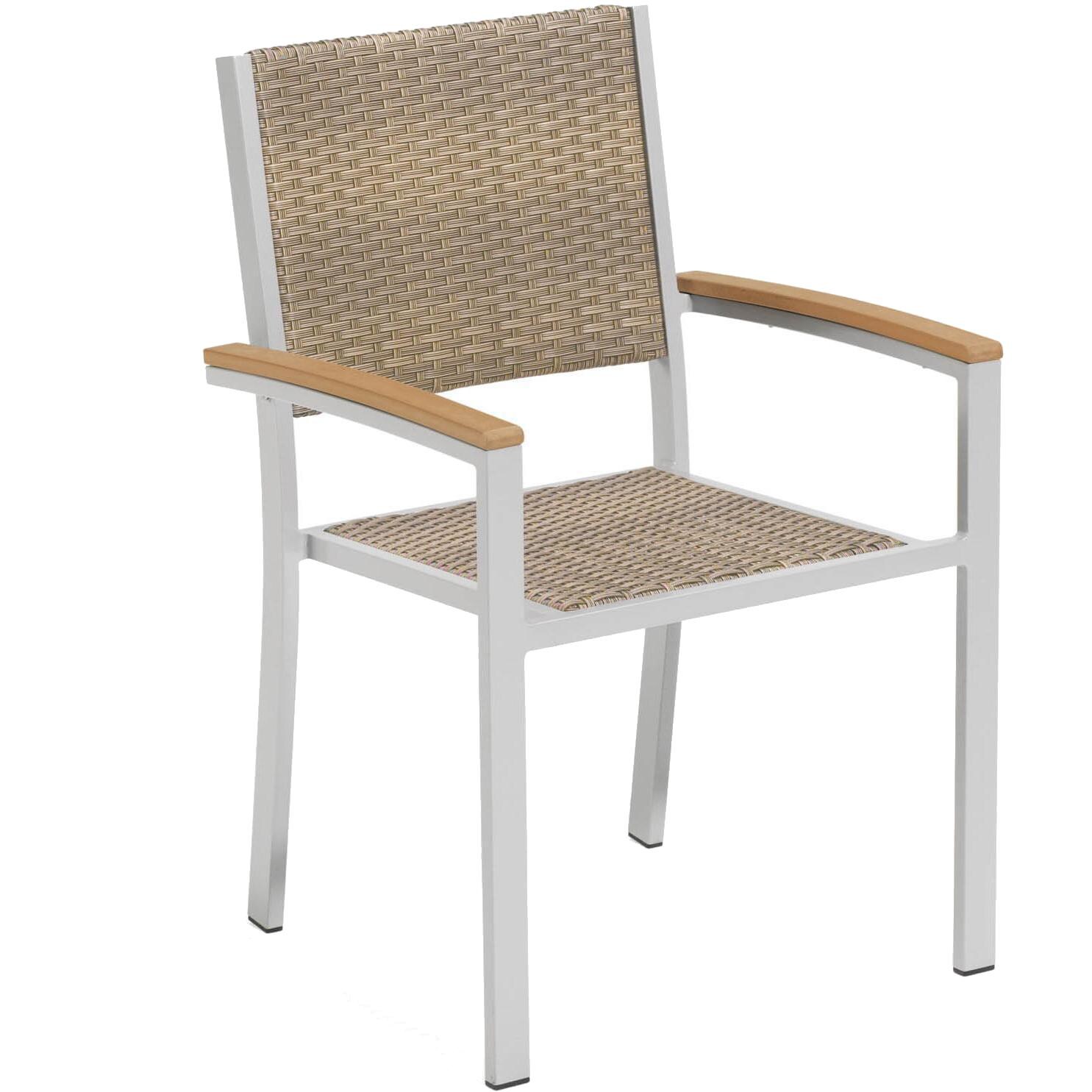 Travira Wicker Dining Arm Chair W/ Natural Tekwood Armcaps By Oxford Garden thumbnail