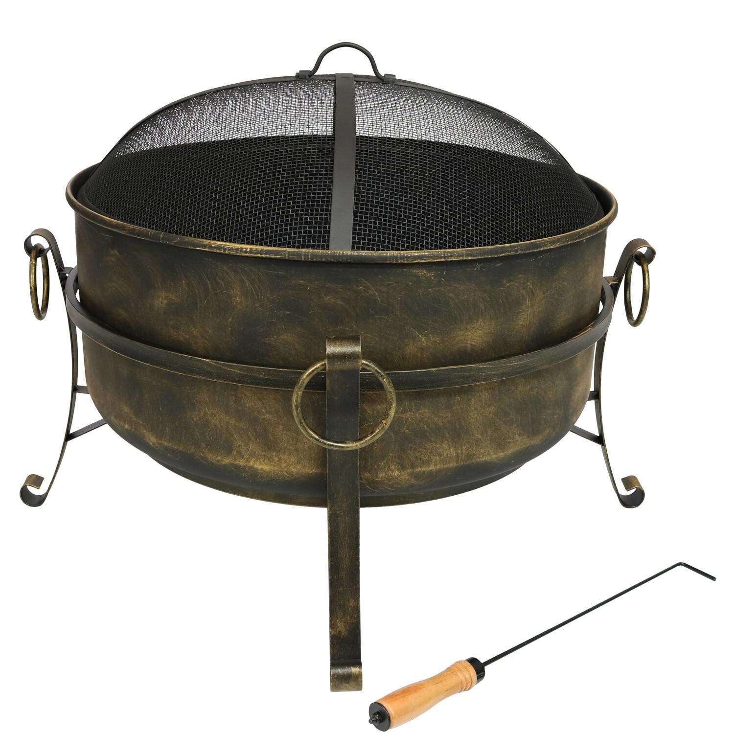 Ultimate Patio 24-Inch Steel Cauldron Wood Burning Fire Pit - Front View thumbnail