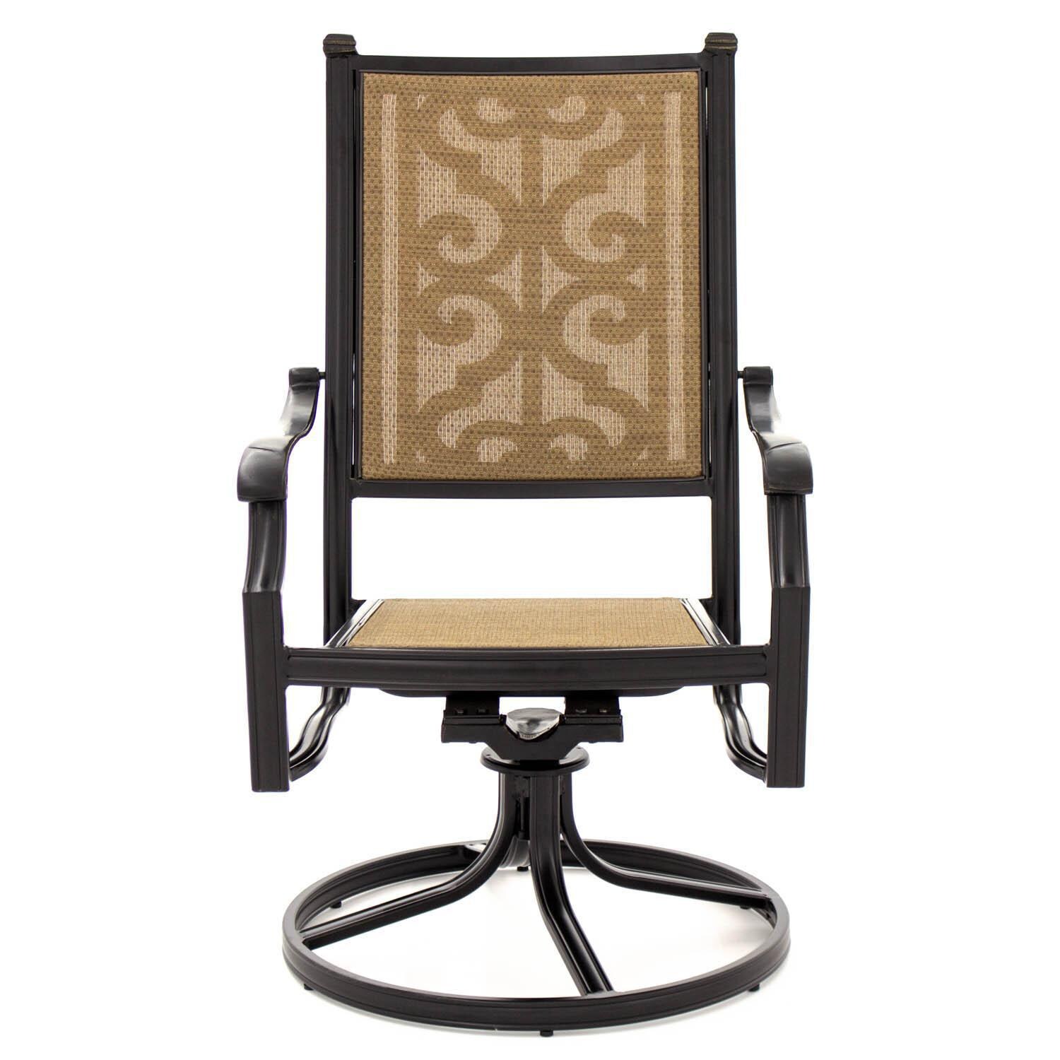 Bocage Sling Patio Swivel Rocker Dining Chair W/ Sunbrella Heather Beige Cushion - Shown Without Cushion thumbnail