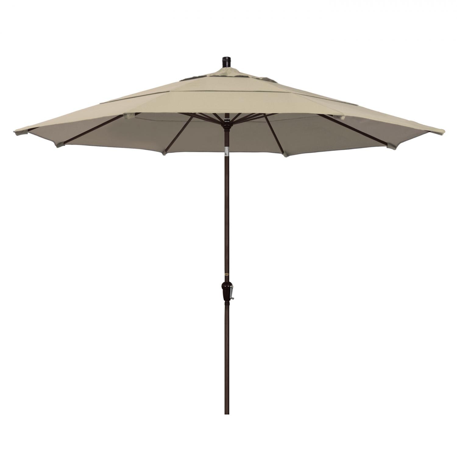 California Umbrella 11 Ft Octagonal Aluminum Auto Tilt Patio Umbrella W/ Crank Lift & Aluminum Ribs - Bronze Frame / Sunbrella Canvas Antique Beige Canopy thumbnail