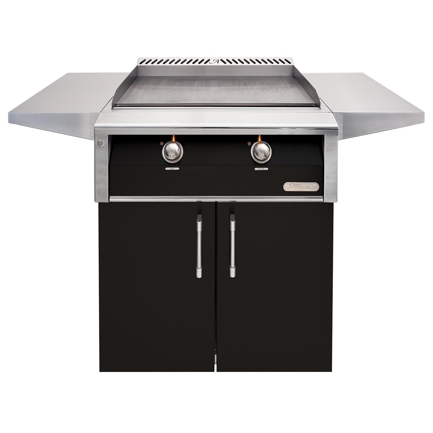 Alfresco 30-Inch Freestanding Natural Gas Griddle with Cart in Jet Black Gloss - AXE-30GTC-NG-S9005