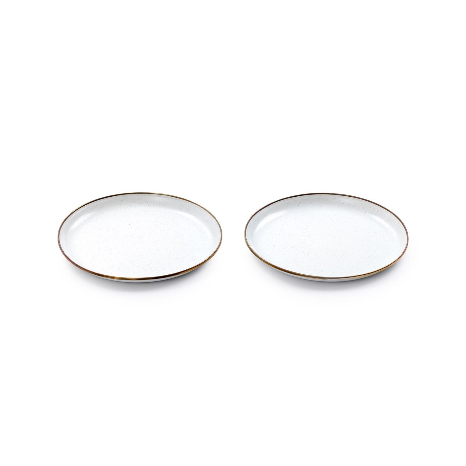 Barebones Living Enamel Deep Plate Set - Set of 2 - Eggshell - CKW-391