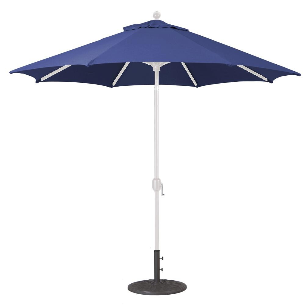Galtech 9 Ft. Octagonal Aluminum Patio Umbrella W/ Crank Lift & Deluxe Auto Tilt - White Frame W/ Navy Sunbrella Fabric (Umbrella Base Not Included) thumbnail