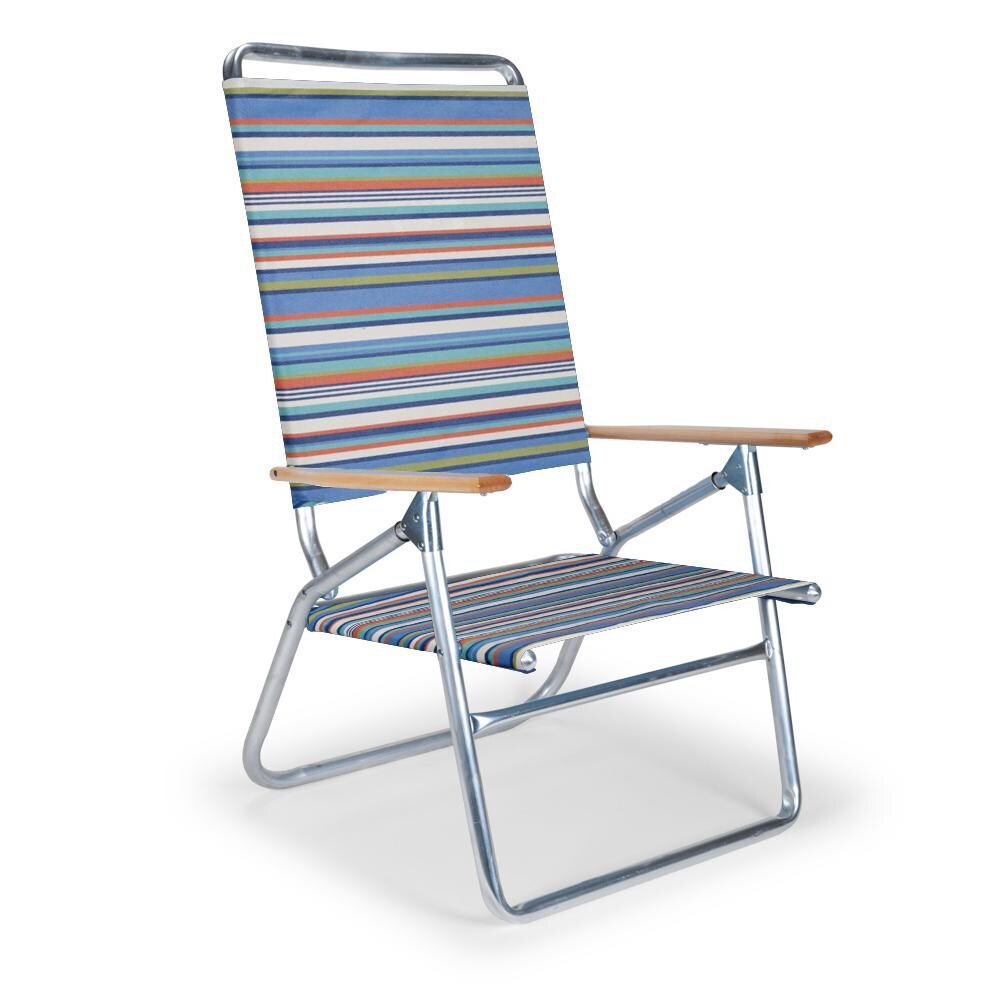 Light N Easy High Boy Folding Aluminum Beach Chair By Telescope Casual - Atlantic Blue Stripe
