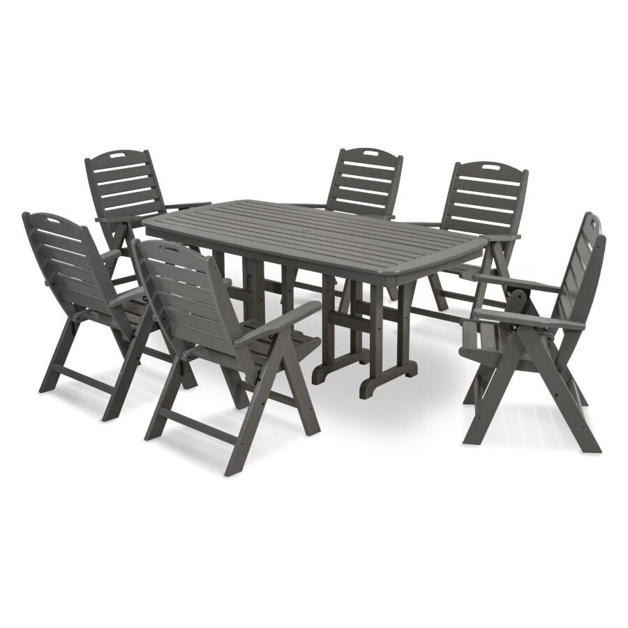 POLYWOOD Nautical 7-Piece Dining Set in Slate Grey