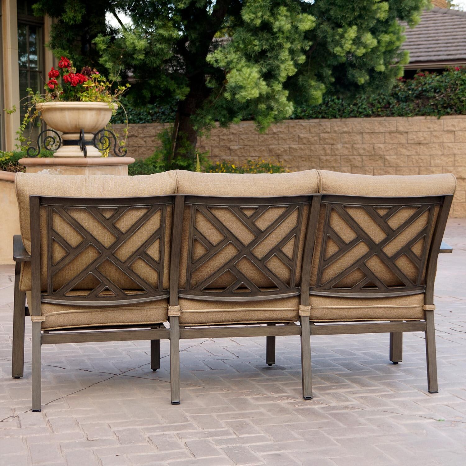 Brooklyn 3 Person Aluminum Sofa in Multi-brown/Sesame By Darlee - Back View - Lifestyle thumbnail