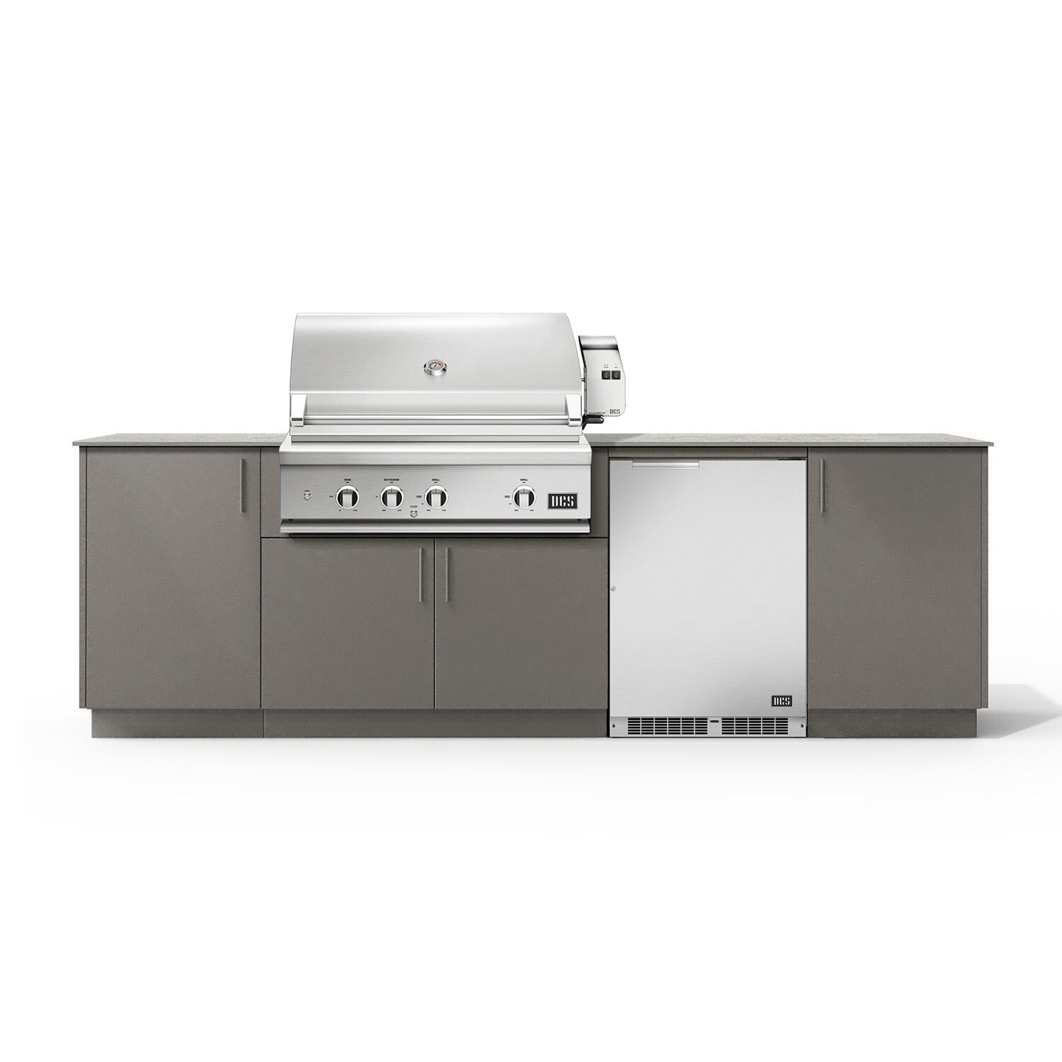 Urban Bonfire Horizon 36 Outdoor Kitchen w/ DCS Propane Grill, Refrigerator, Keon Dekton Countertop & Clay Finish - B-Horizon-36-DCS-Keon-Clay