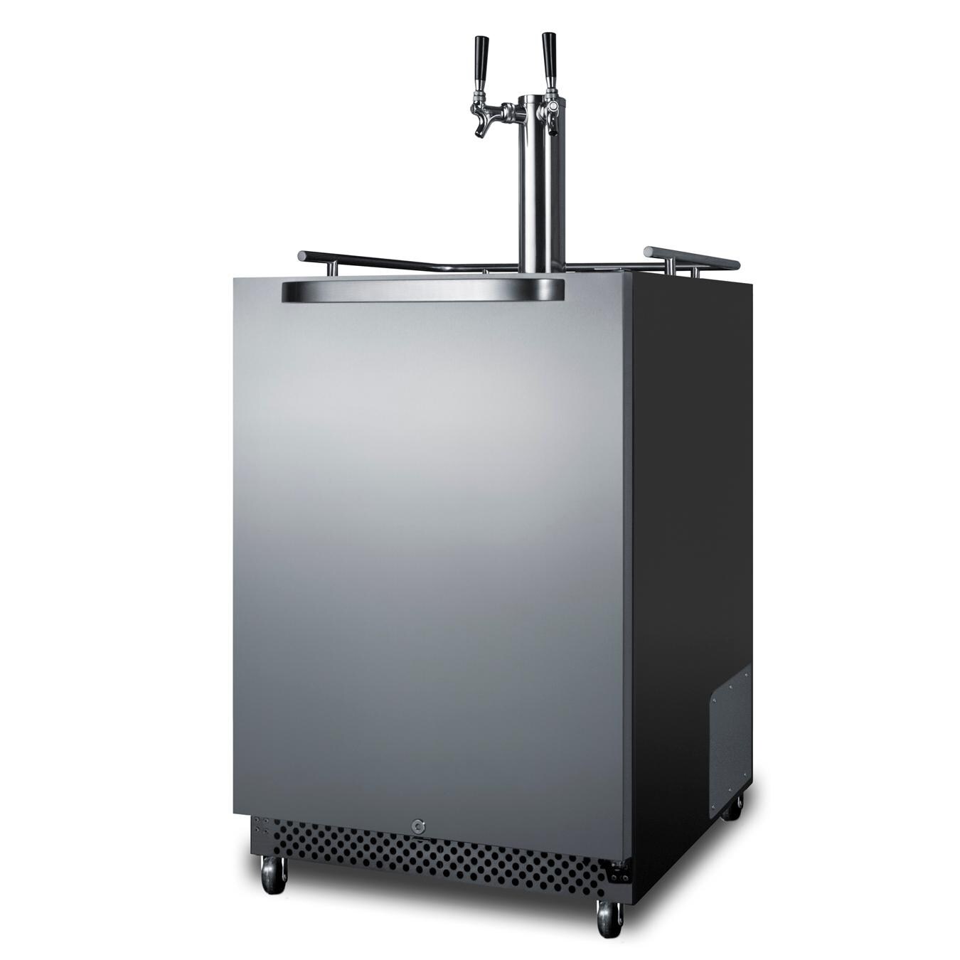Summit SBC696OSTWIN Commercial Outdoor Rated Double Tap Beer Dispenser / Kegerator - Angled thumbnail