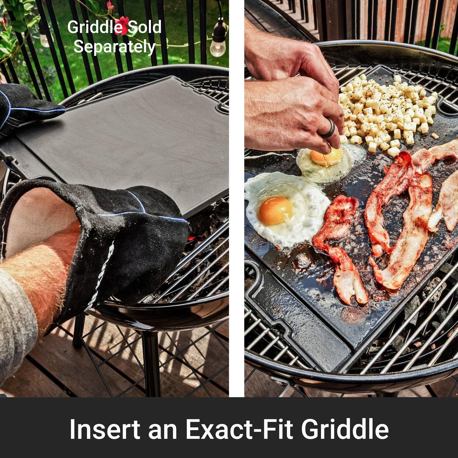 Broil King 401110B Kettle 22 1/2-in Crown Charcoal Grill - Black - Insert an Exact-Fit Griddle - Detail thumbnail