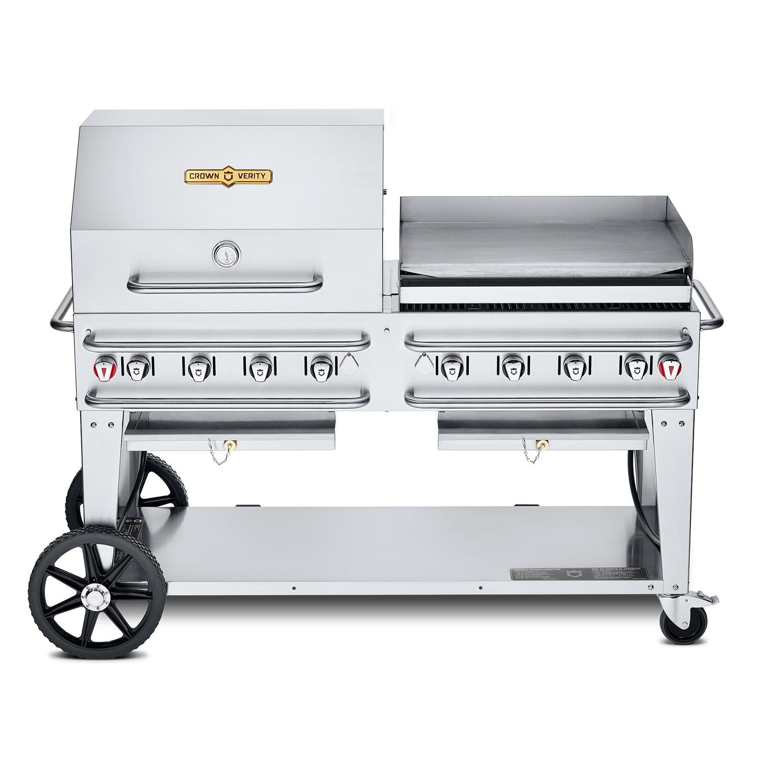 Crown Verity 60-Inch Single Inlet (Bulk Tanks Only) Rental Propane Grill Dome & Griddle Package - CV-RCB-60RGP-SI-BULK