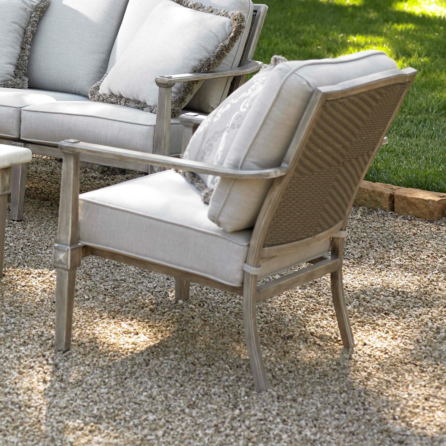 Plank & Hide Pelham Cast Aluminum Patio Club Chair W/ Sunbrella Cast Silver Cushions BBQGuys