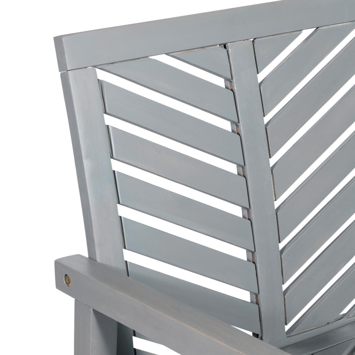 Ultimate Patio Wishlake Acacia Patio Rocking Chair - Gray Wash - Chair Back Detail thumbnail