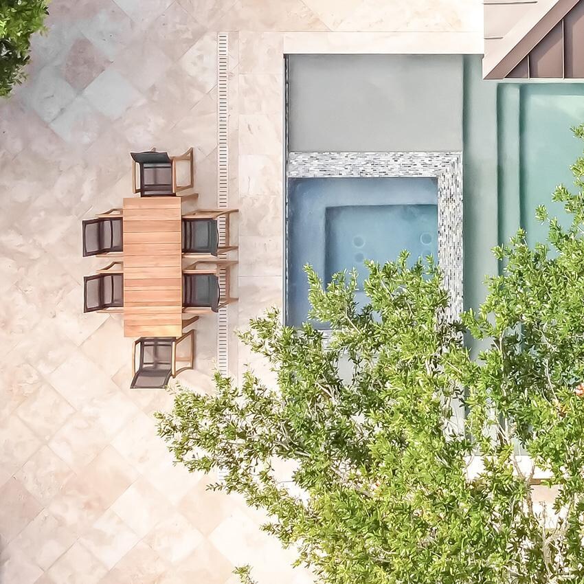 Teak + Table Capri Rectangular Bar Table - Aerial View - Lifestyle thumbnail