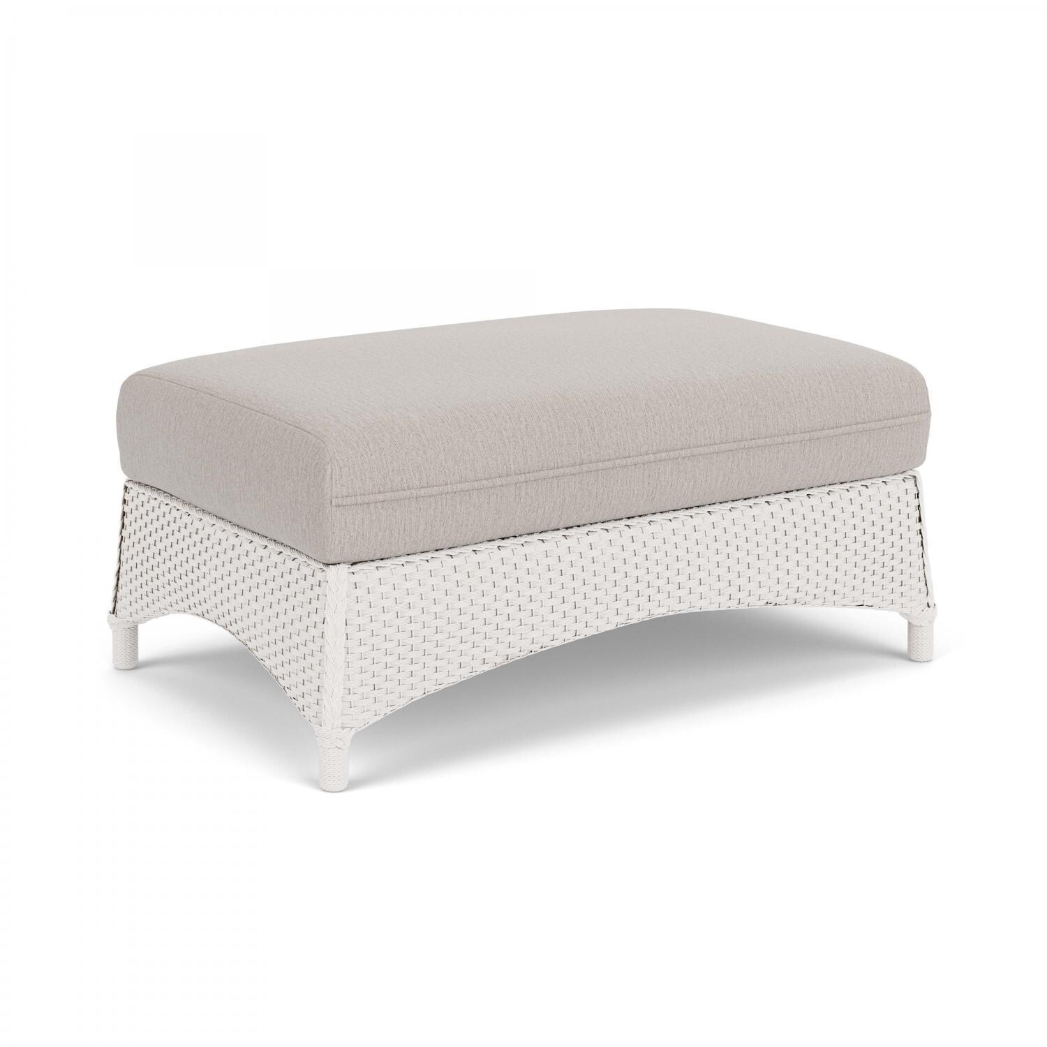 Lloyd Flanders Mandalay Large Ottoman in White Finish with Remy Cloud fabric - Angled thumbnail
