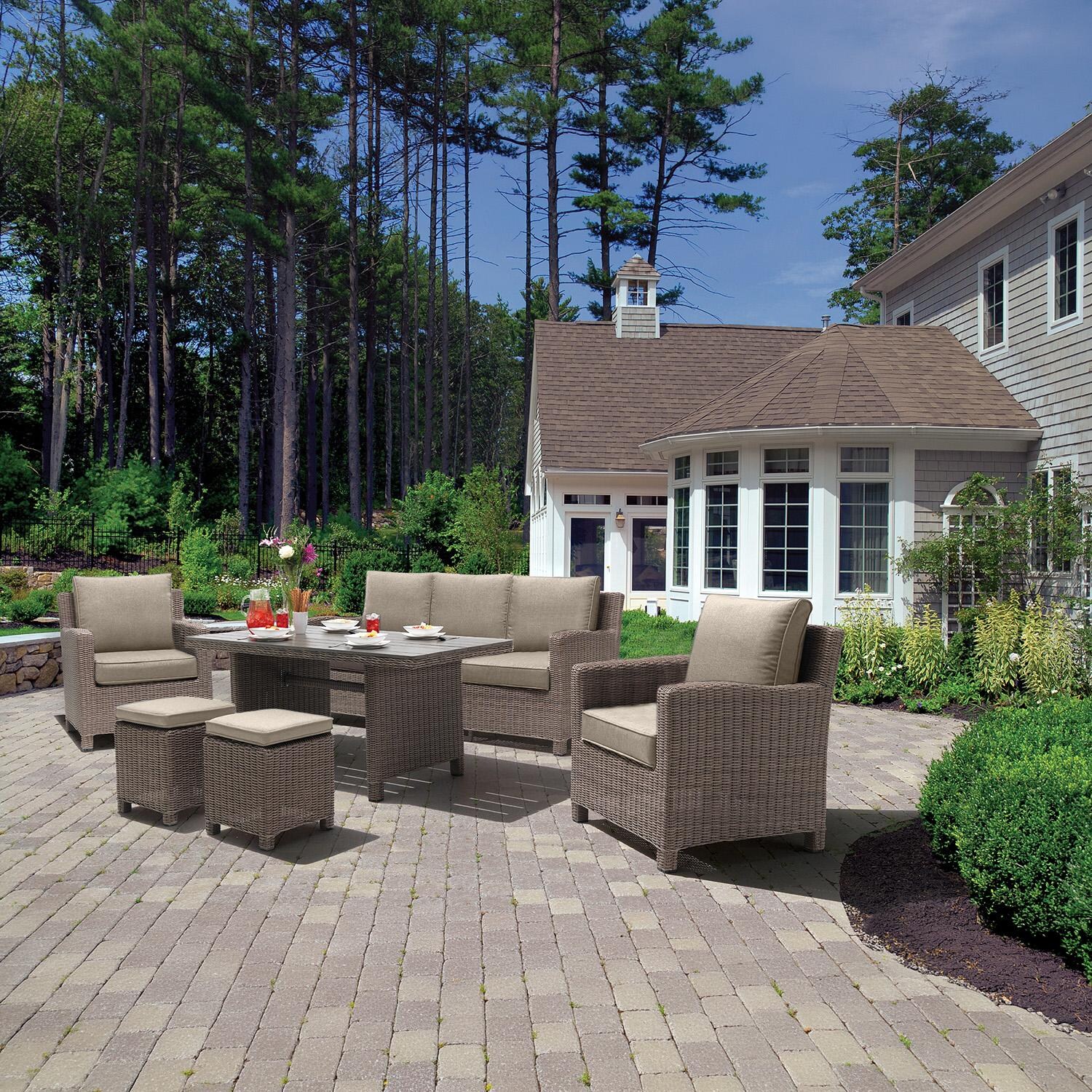 Palma 6 Pc Teak Lounge Seating Set in Cast Ash By KETTLER - Patio - Lifestyle thumbnail